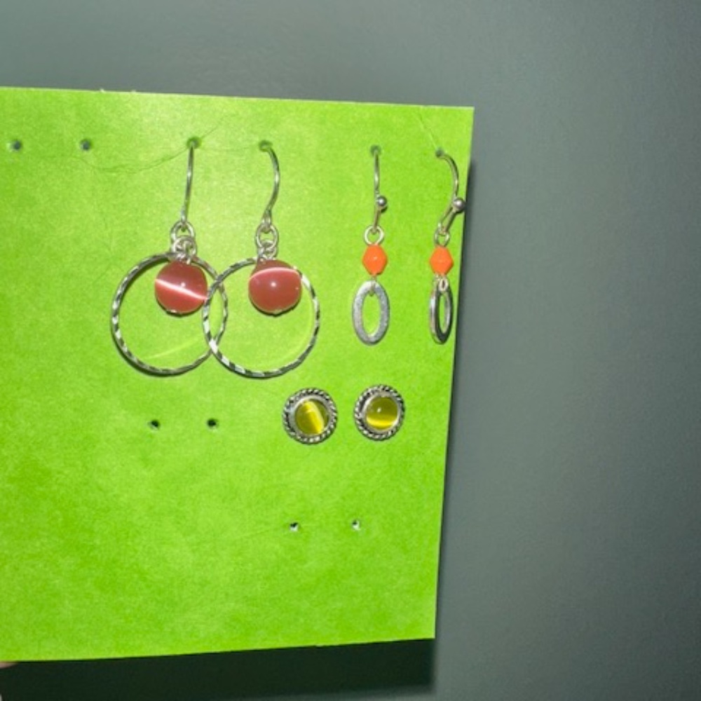 Brand new fashion earrings. Hoop, Drop, Stud. Pink, orange, green. Vintage Y2K